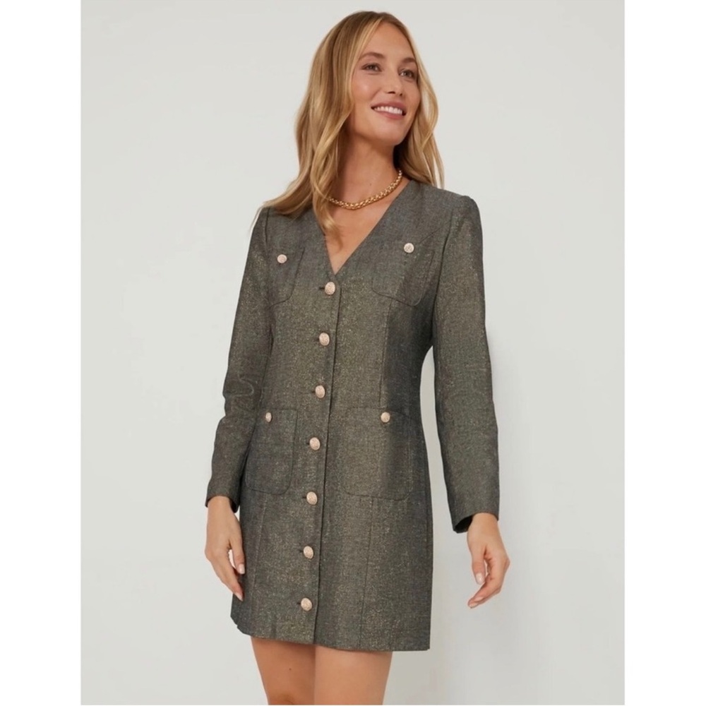 Pomander Place Coventry Metallic Keira Blazer Shirt Dress Size M